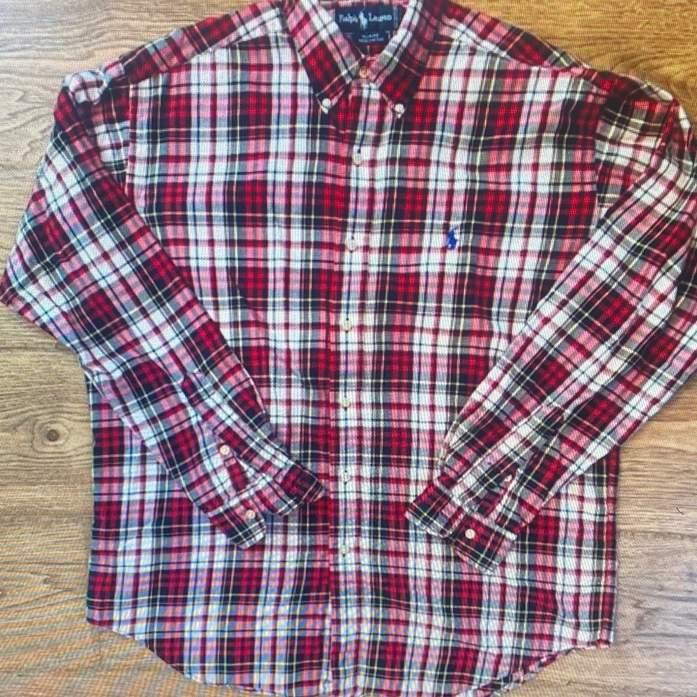 Ralph Lauren Men's Plaid Shirt in Red and Black